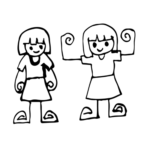 Doodle girl emotion icon hand draw illustration design by Jaidee