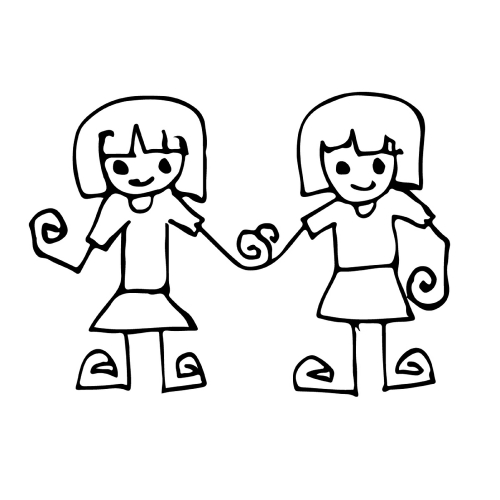 Doodle girl emotion icon hand draw illustration design by Jaidee