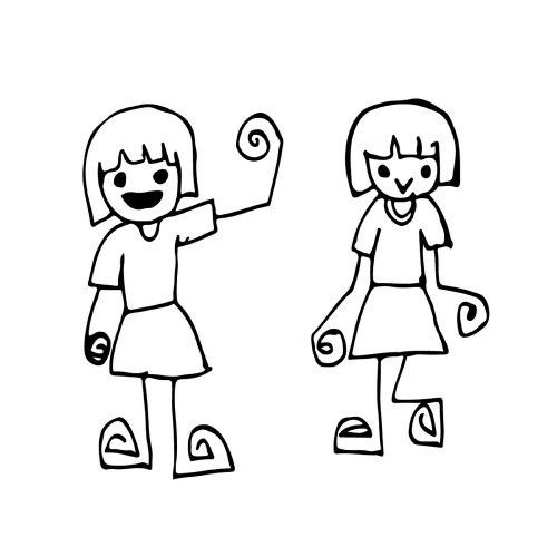 Doodle girl emotion icon hand draw illustration design by Jaidee