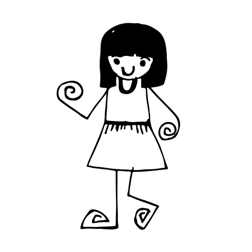 Doodle girl emotion icon hand draw illustration design by Jaidee