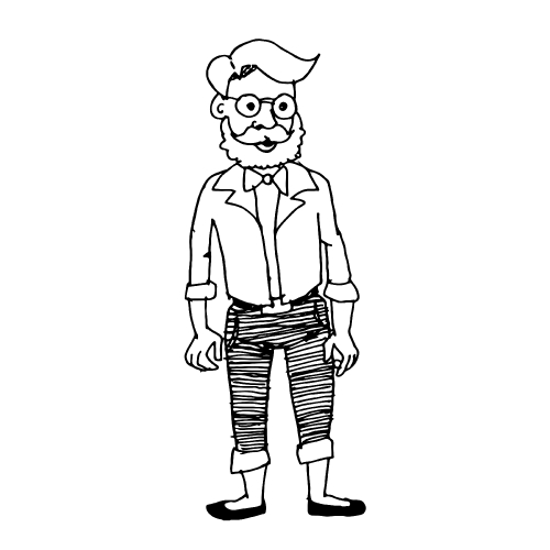 doodle hipster man icon hand draw illustration design