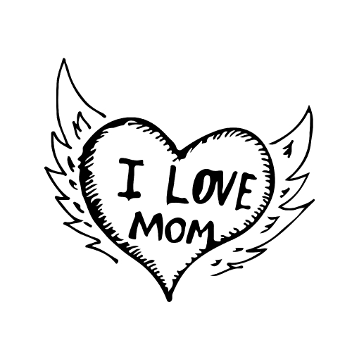 doodle i love mom icon hand draw illustration design 