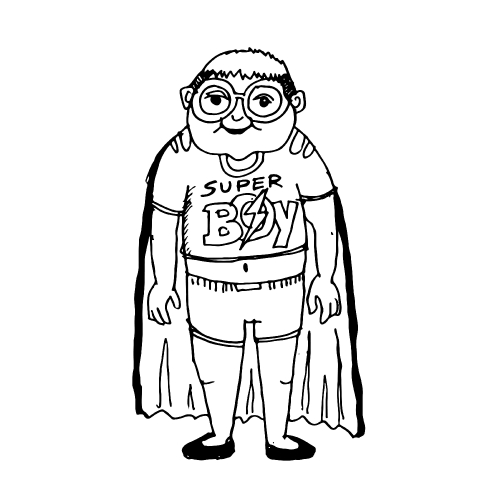 doodle kid super hero cartoon icon hand draw illustration design