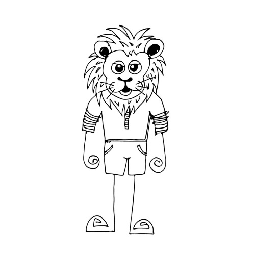 Doodle lion icon hand draw illustration design by Jaidee Family 