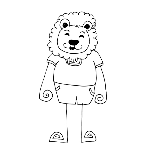 Doodle lion icon hand draw illustration design by Jaidee Family 