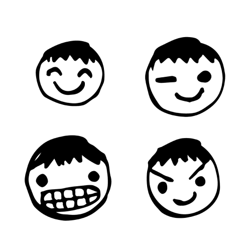 Doodle man emotion icon hand draw illustration design 