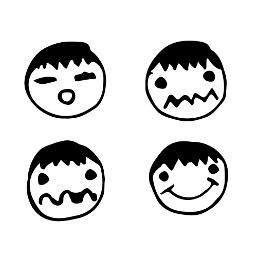 Doodle man emotion icon hand draw illustration design 