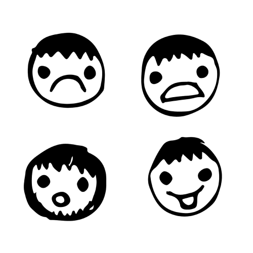 Doodle man emotion icon hand draw illustration design 