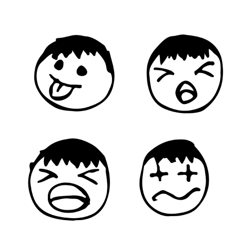 Doodle man emotion icon hand draw illustration design 