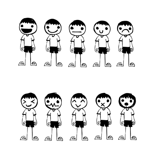 Doodle man emotion icon hand draw illustration design