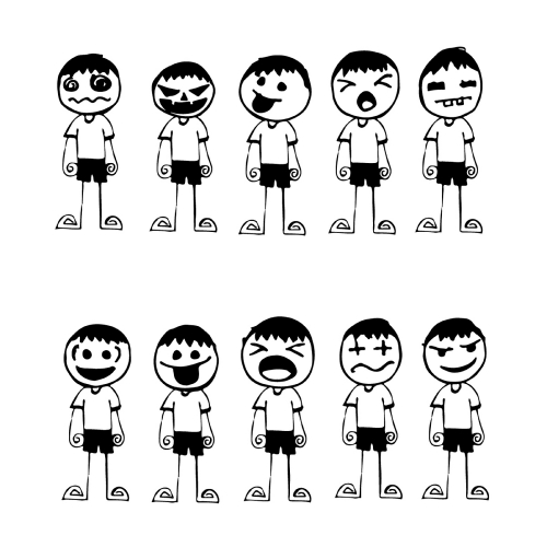 Doodle man emotion icon hand draw illustration design