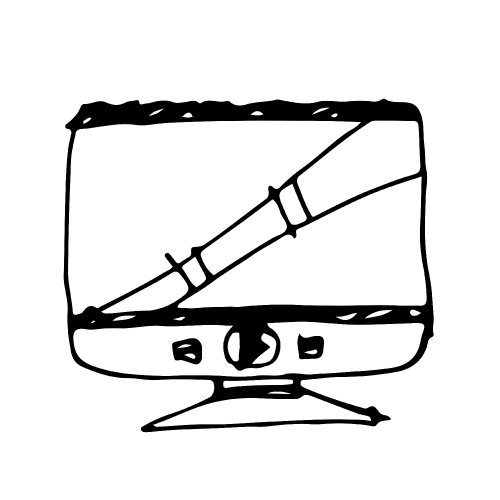 Doodle monitor icon hand draw illustration design