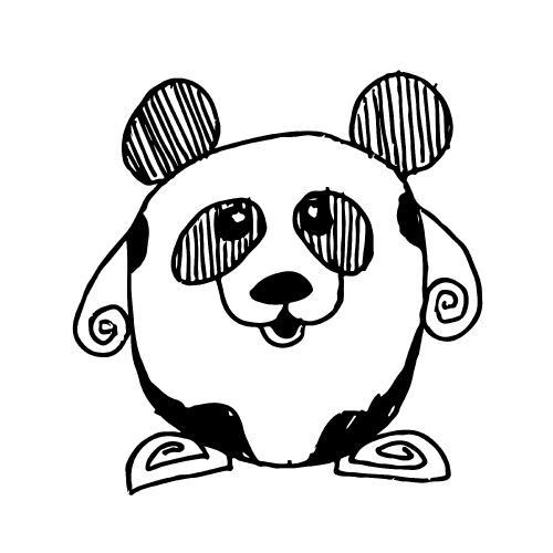 Doodle panda icon hand draw illustration design