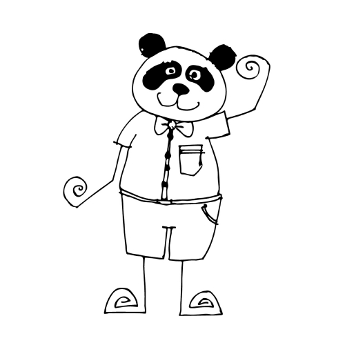 Doodle panda icon hand draw illustration design