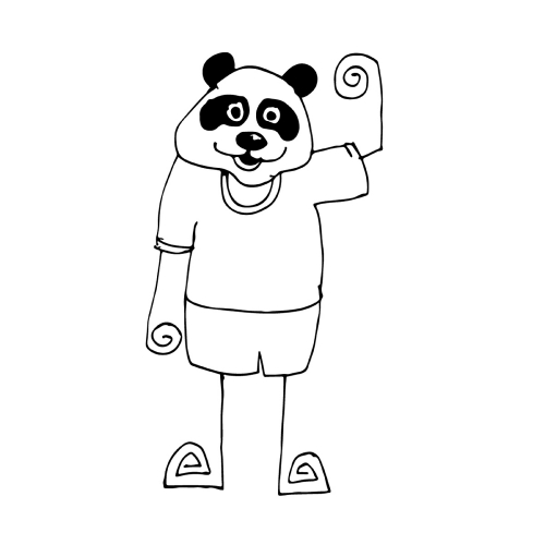Doodle panda icon hand draw illustration design