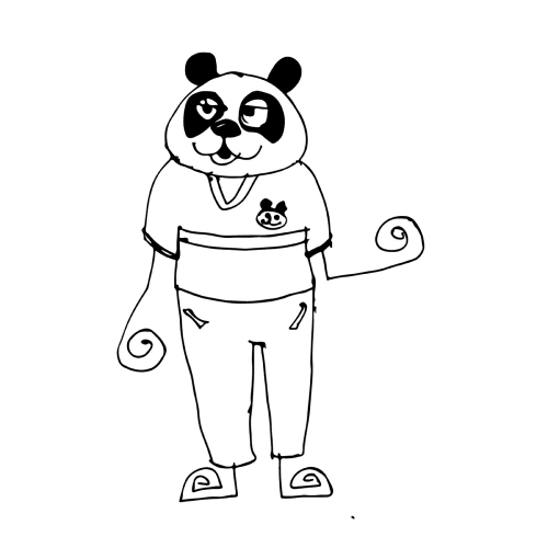 Doodle panda icon hand draw illustration design