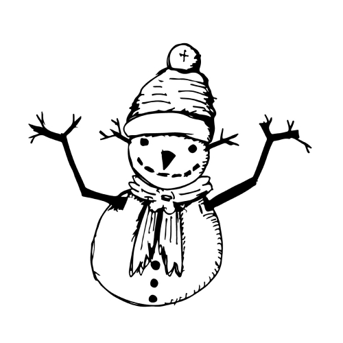 Doodle snow man icon hand draw illustration design