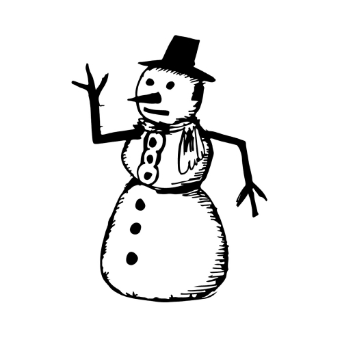 Doodle snow man icon hand draw illustration design