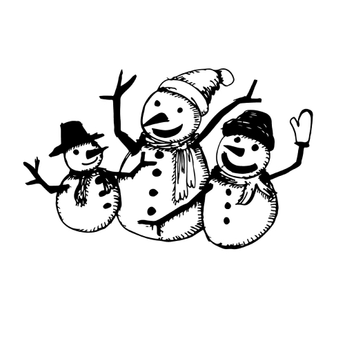 Doodle snow man icon hand draw illustration design