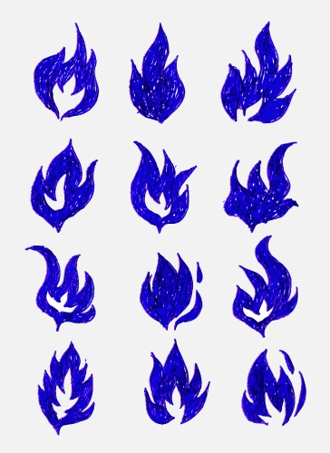 Fire flames, set icons