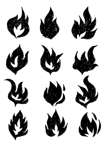 Fire flames, set icons