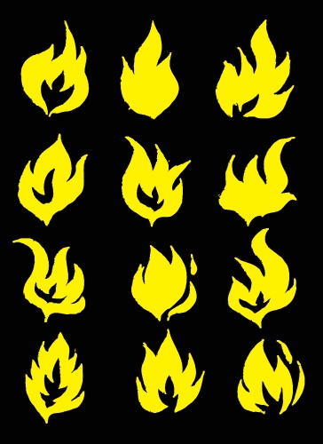 Fire flames, set icons