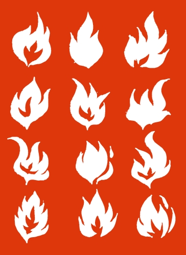 Fire flames, set icons