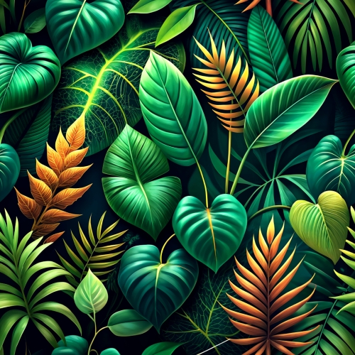 Green tropical leaves seamless pattern abstract background desig