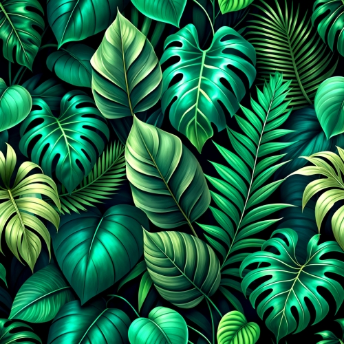 Green tropical leaves seamless pattern abstract background desig