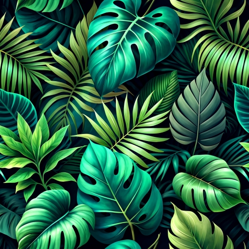 Green tropical leaves seamless pattern abstract background desig