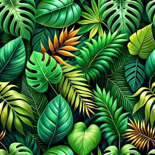 Green tropical leaves seamless pattern abstract background desig