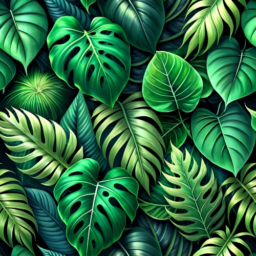 Green tropical leaves seamless pattern abstract background desig