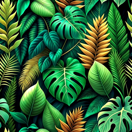 Green tropical leaves seamless pattern abstract background desig