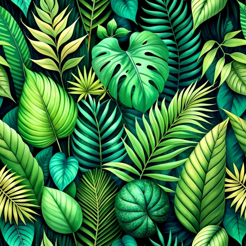 Green tropical leaves seamless pattern abstract background desig