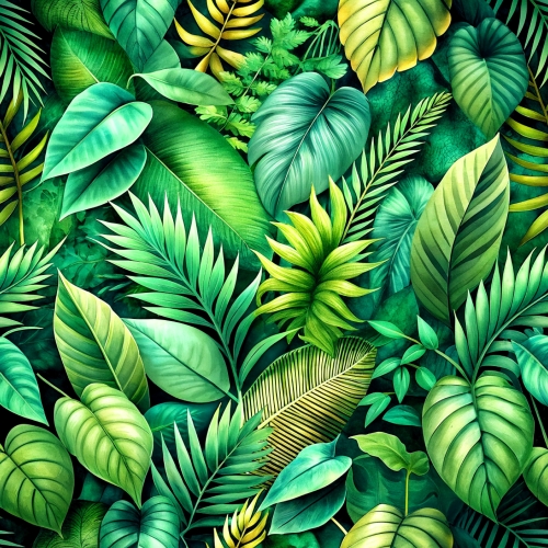 Green tropical leaves seamless pattern abstract background desig