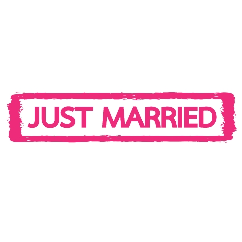 Grunge just married rubber stamp, illustration