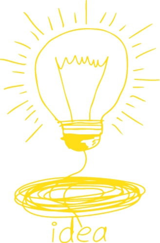 Hand drawn light bulb icon sign symbol design