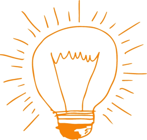 Hand drawn light bulb icon sign symbol design