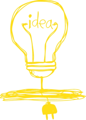 Hand drawn light bulb icon sign symbol design