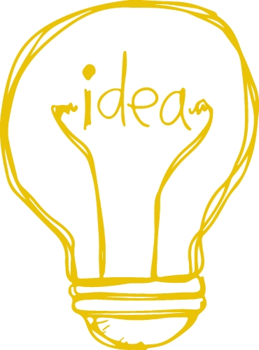 Hand drawn light bulb icon sign symbol design