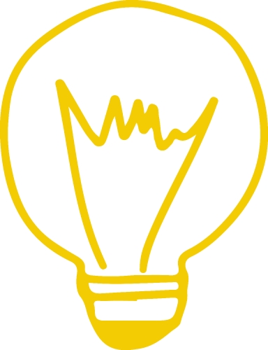 Hand drawn light bulb icon sign symbol design