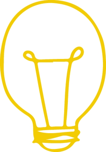 Hand drawn light bulb icon sign symbol design