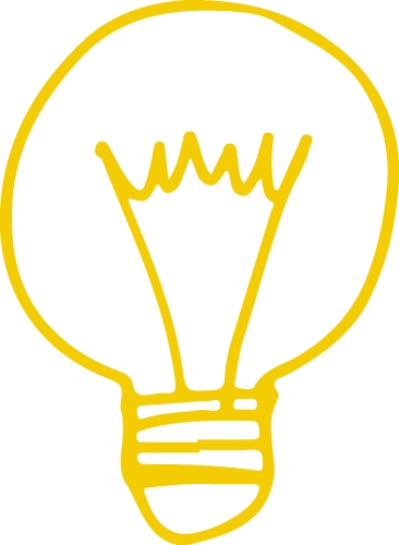 Hand drawn light bulb icon sign symbol design