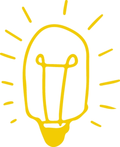 Hand drawn light bulb icon sign symbol design