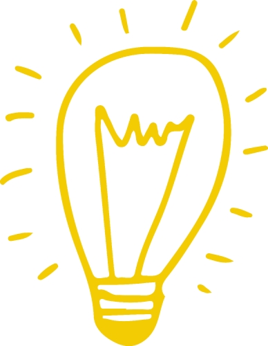 Hand drawn light bulb icon sign symbol design