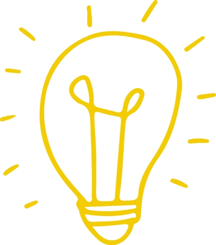 Hand drawn light bulb icon sign symbol design