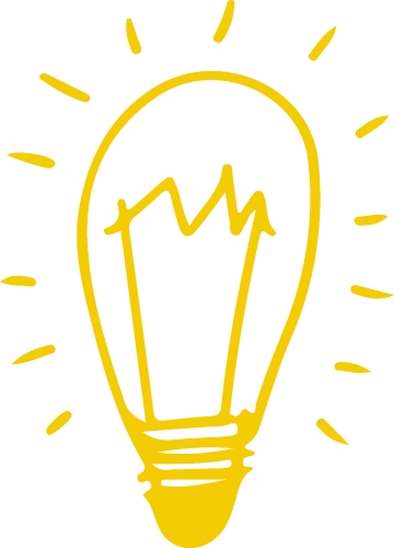 Hand drawn light bulb icon sign symbol design