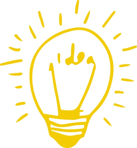 Hand drawn light bulb icon sign symbol design