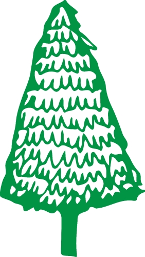 Hand drawn tree icon with leaf sign design