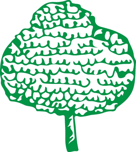 Hand drawn tree icon with leaf sign design